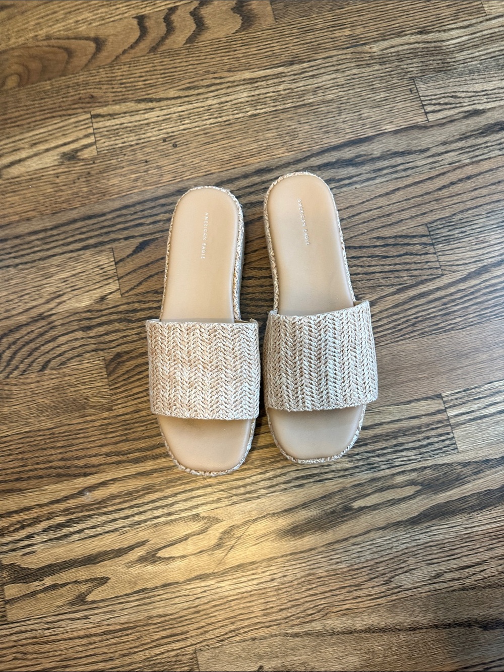 American Eagle Outfitters Beige Woven Slide Sandals